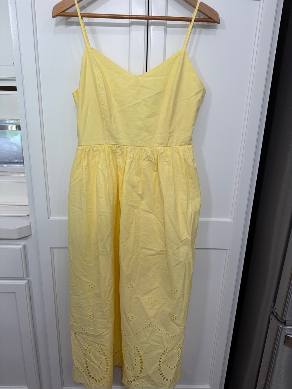 Calypso St. Barth Soft Yellow Midi Dress with Eyelet details. Size 10 - Picture 3 of 13